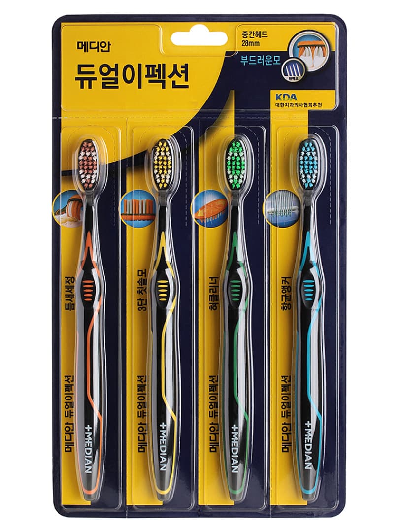 MEDIAN Зубная щетка Dual Effection Toothbrush набор 4шт