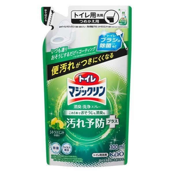 KAO Чистящее и дезодорирующее пенящееся средство "Magicclean" для туалета «Мята и цитрус» (протирание сиденья и обработка унитаза / спрей) 300 мл, мягкая упаковка / 24
