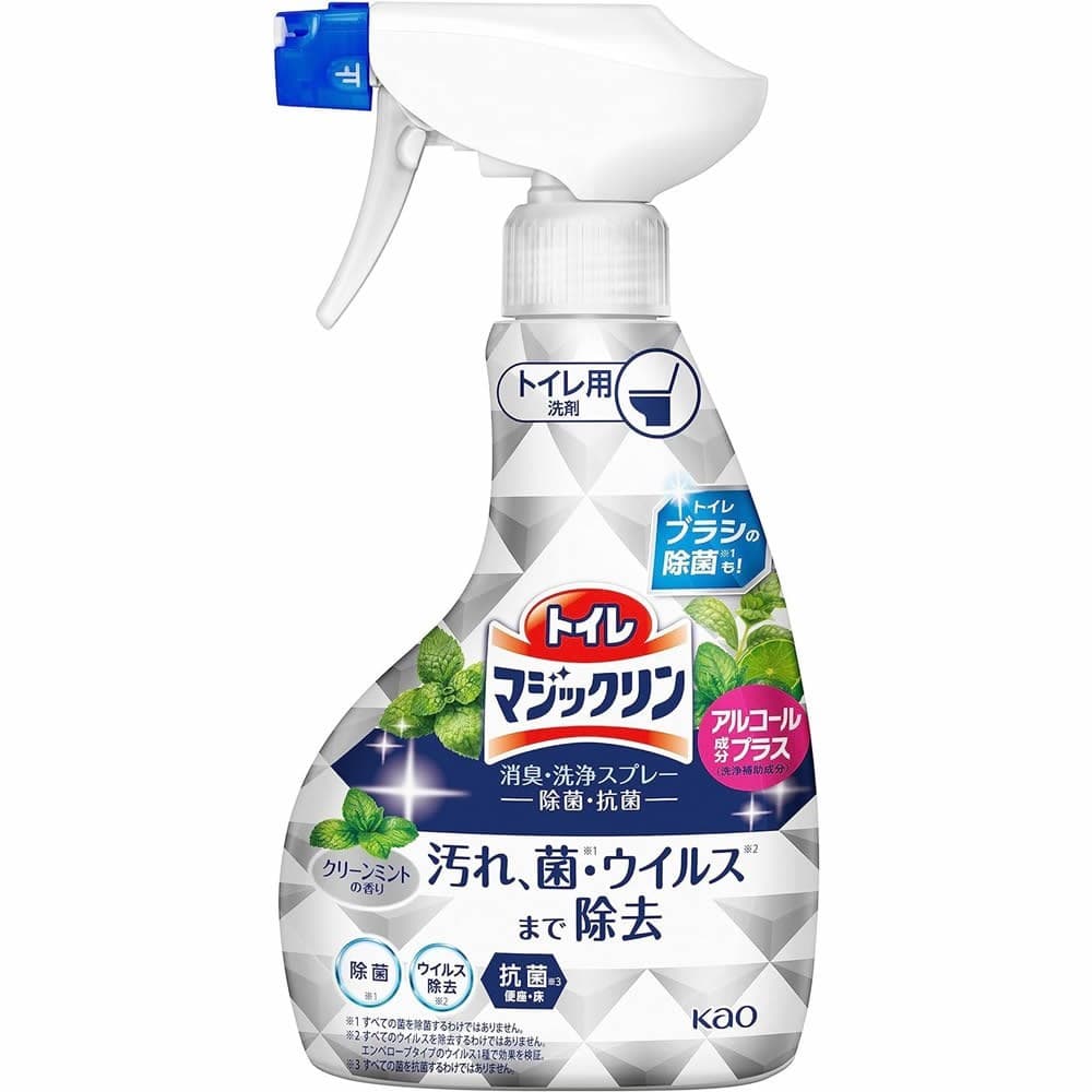 KAO Чистящее и дезодорирующее пенящееся средство "Magiсclean" для туалета «Мята» (протирание сиденья и обработка унитаза / спиртовой спрей) 350 мл / 12