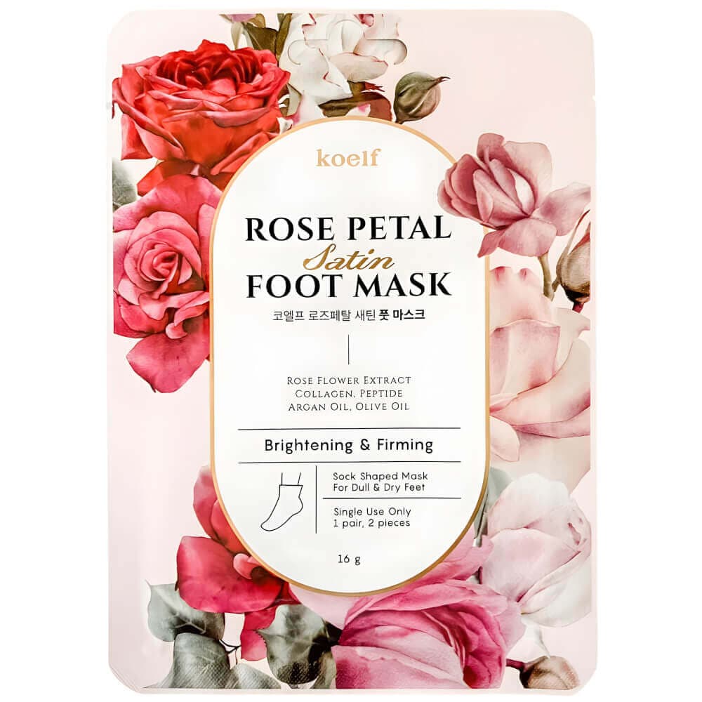Koelf Маска-перчатки для ног с экстрактом розы Rose Petal Satin Foot Mask 16гр х 5шт