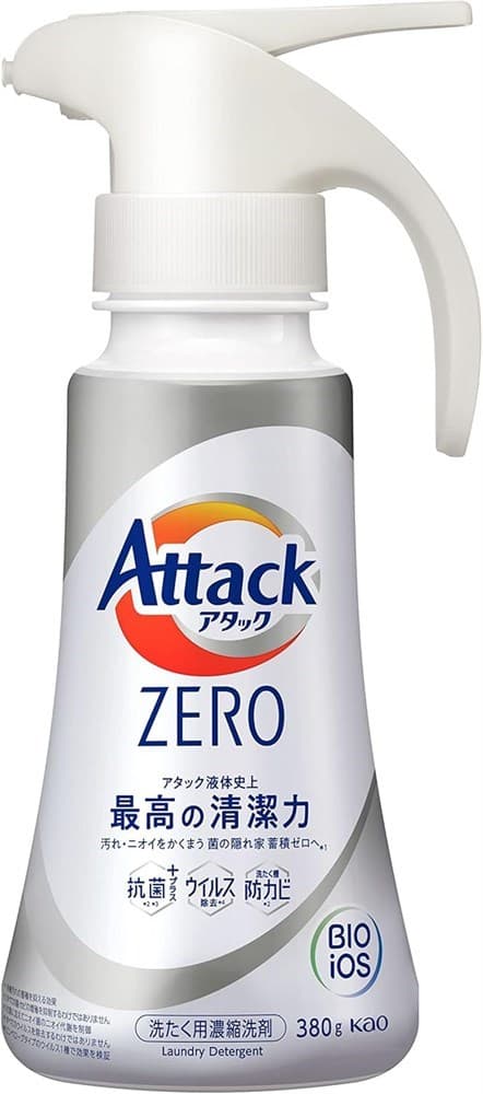 KAO Жидкое средство для стирки "Attack ZERO" (суперконцентрат, для любых типов стиральных машин) 380 г, флакон с дозатором / 10