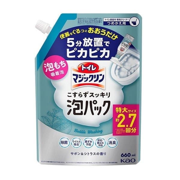 KAO Моющее и чистящее средство "Magicclean" для туалета (спрей для удаления и предотвращения загрязнений в чаше унитаза / мыло и цитрус) 660 мл, мягкая упаковка с крышкой / 15