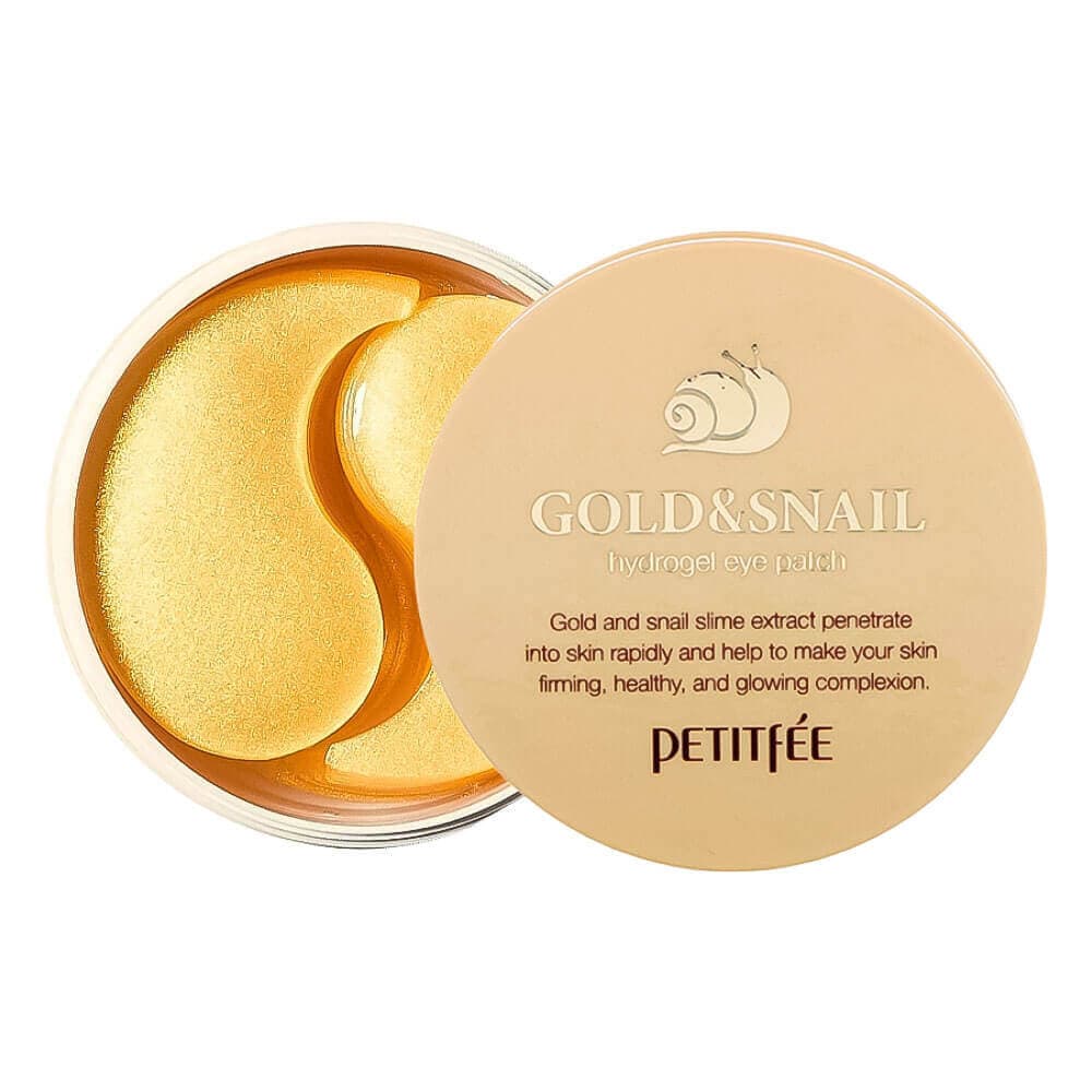 PETITFEE Гидрогелевые патчи для век с золотыми частицами и фильтратом муцина улитки Gold&Snail Eye Patch 1.4gx60EA