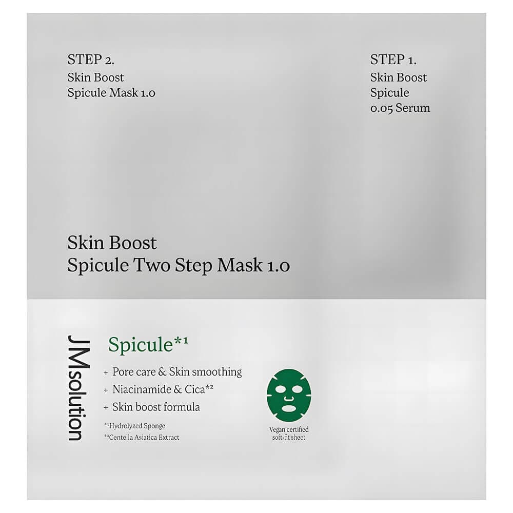 JMSolution Двухэтапная тканевая маска со спикулами 30мл*10шт SKIN BOOST SPICULE TWO STEP MASK 1.0