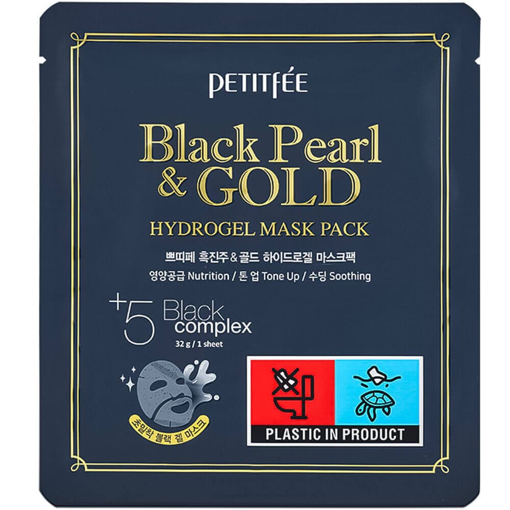 PETITFEE Гидрогелевая маска для лица с черным жемчугом Black Pearl & Gold Hydrogel Mask Pack